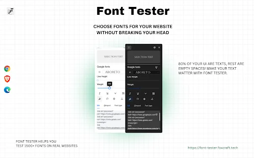 Font Tester Chrome: Subukan ang 1500+ Fonts sa Iyong Website - Screenshot 1