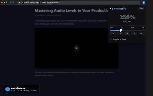 Volume Booster: Palakasin ang Audio sa Browser hanggang 600% - Screenshot 3