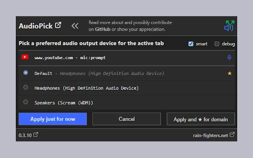 I-download ang AudioPick Chrome Extension – Pamahalaan ang Audio - Screenshot 2