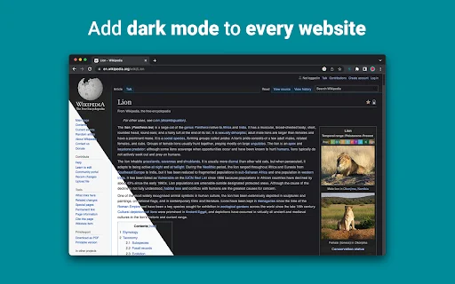 Dark Mode – Night Eye: Pinakamahusay na Dark Theme para sa Chrome - Screenshot 1